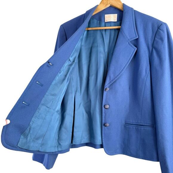 Pendleton‎ Vintage 100% Wool Three Button Blazer Jacket in Blue, Size 12 - Picture 6 of 14